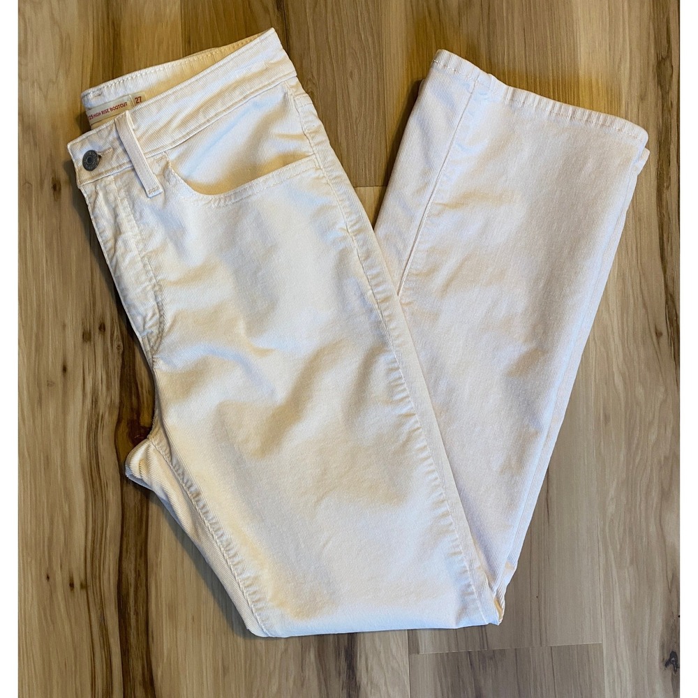 Levis 725 High Rise Bootcut Corduroy Pants Cream Off White Womens Size 27